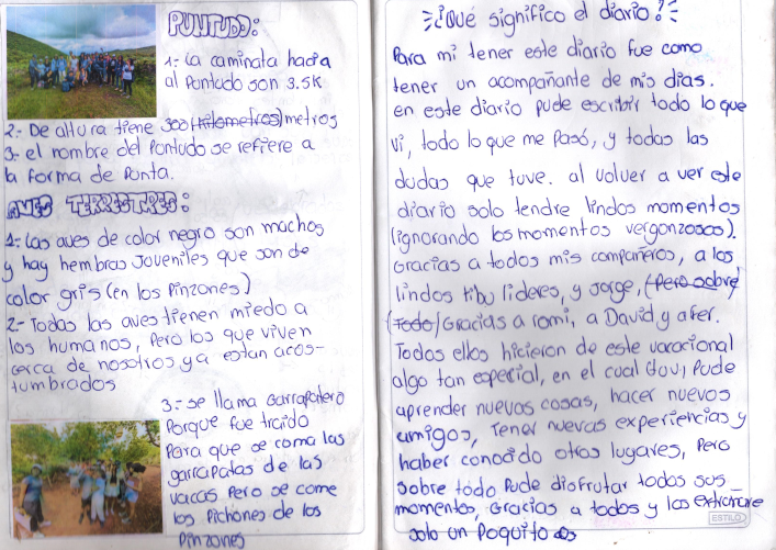 Diario de Naturaleza de Nahí Fajardo, 13 años