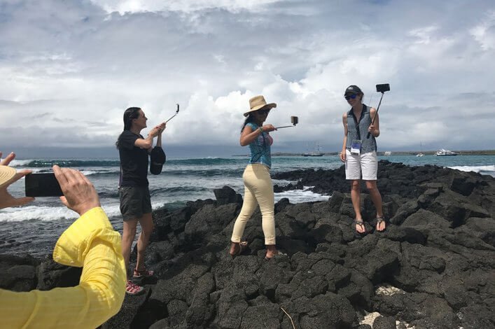 Carolyn and participants of the bootcamp filming videos in the Ratonera beach at the CDRS.