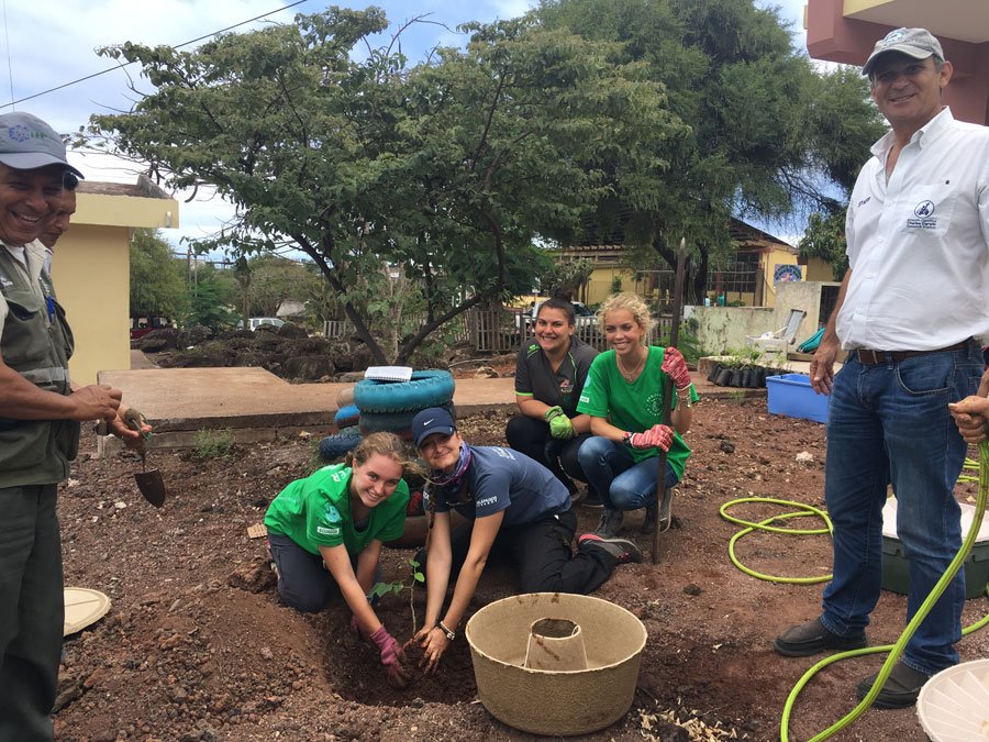 FCD, Guardaparques y voluntarios instalando la tecnología Cocoon en Colegio Fiscomisional Humboldt (San Cristóbal)