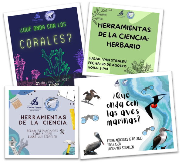 Invitaciones para actividades del club de ciencias (Programa ECO, 2023).