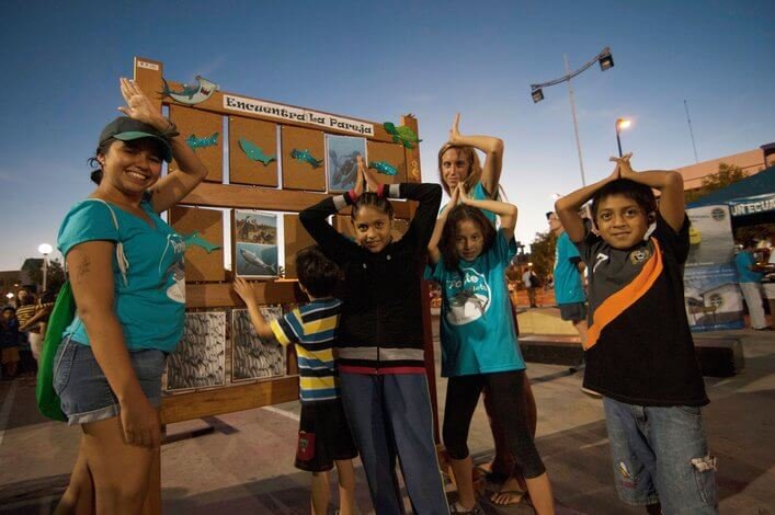 Local children in the shark week public event to share information about the importance of sharks for the marine ecosystems and for tourism.