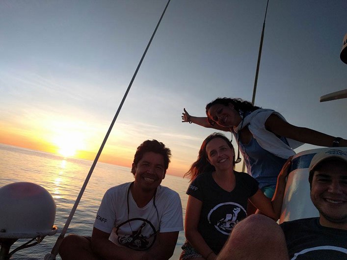 Part of the team on Queen Mabel’s roof.