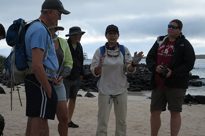 Sofía Darquea, naturalist guide, during her presentation.