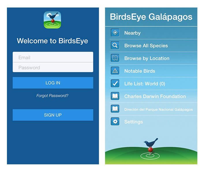 The BirdsEye welcome screens.