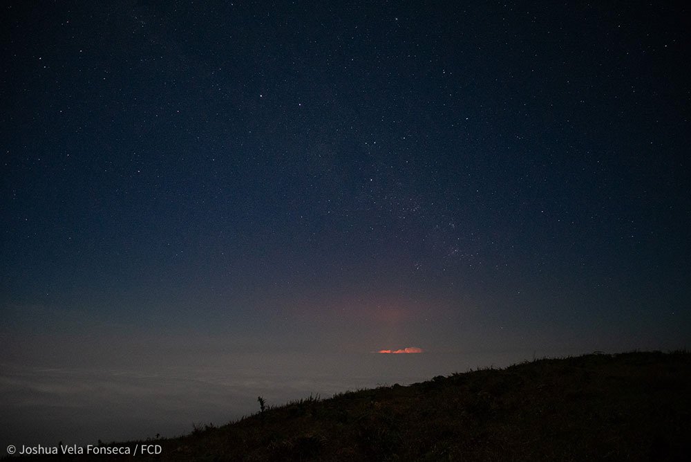 Vista del Volcán Sierra Negra desde la caseta Linda J. Cayot.